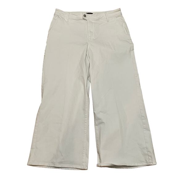 NYDJ Women's 12 Optic White Mona Wide Leg High Rise Trouser Ankle Jeans Stretch‎ - Picture 1 of 7